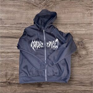 Codazreet Full Zip Hoodie Women's XL Oversized Butterfly Metal Grunge Goth Emo